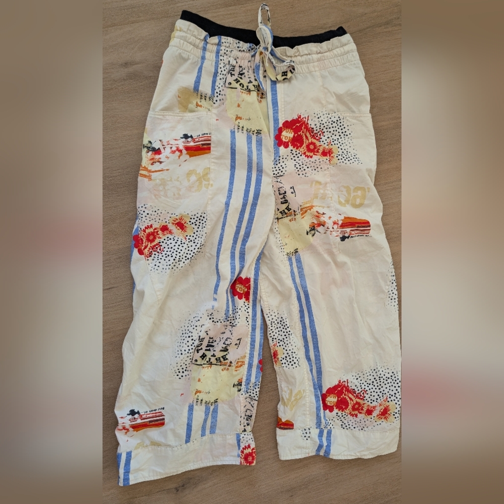 Free People Printed Fresh Start Pants Color Vanilla Combo